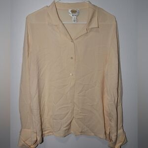 Cream Talbots Long Sleeve Button Down Womens Blouse Size 12